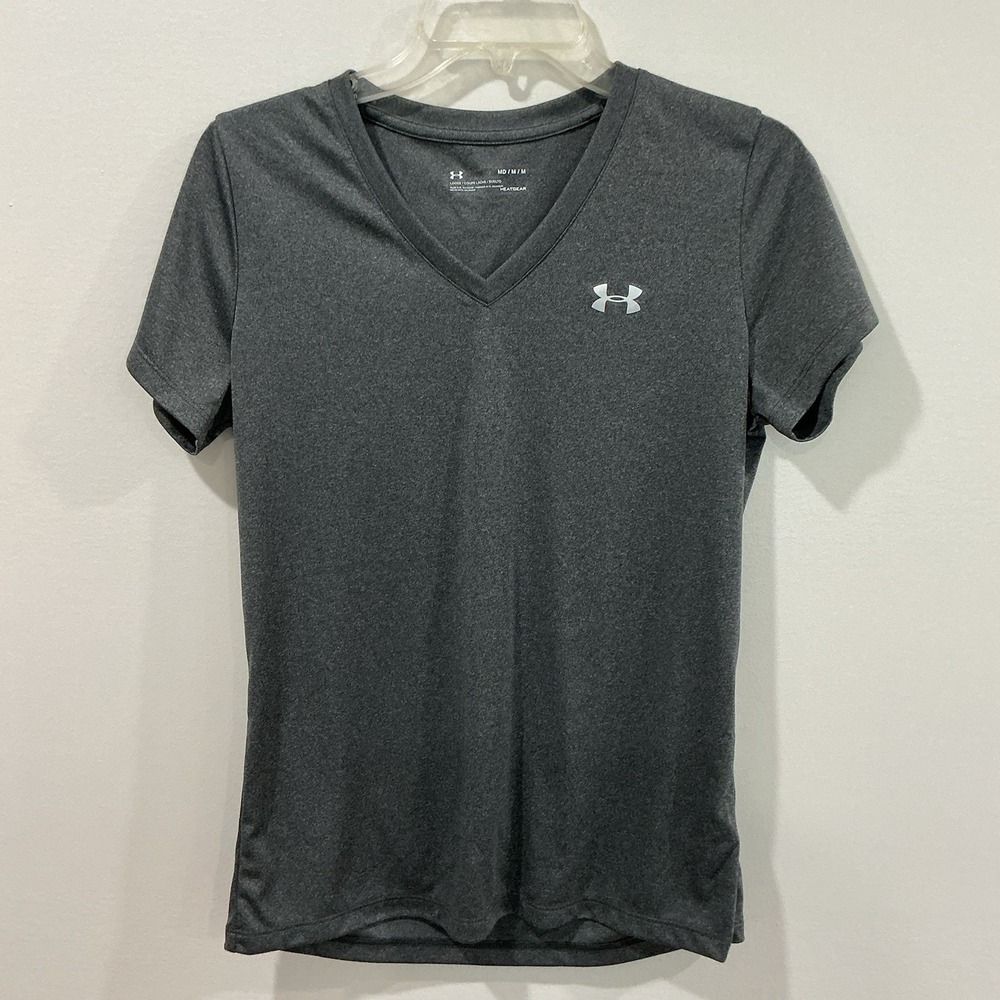 Under‎ Armour Shirt Womens Medium Heat Gear Loose Fit Heathered Gray Activewear